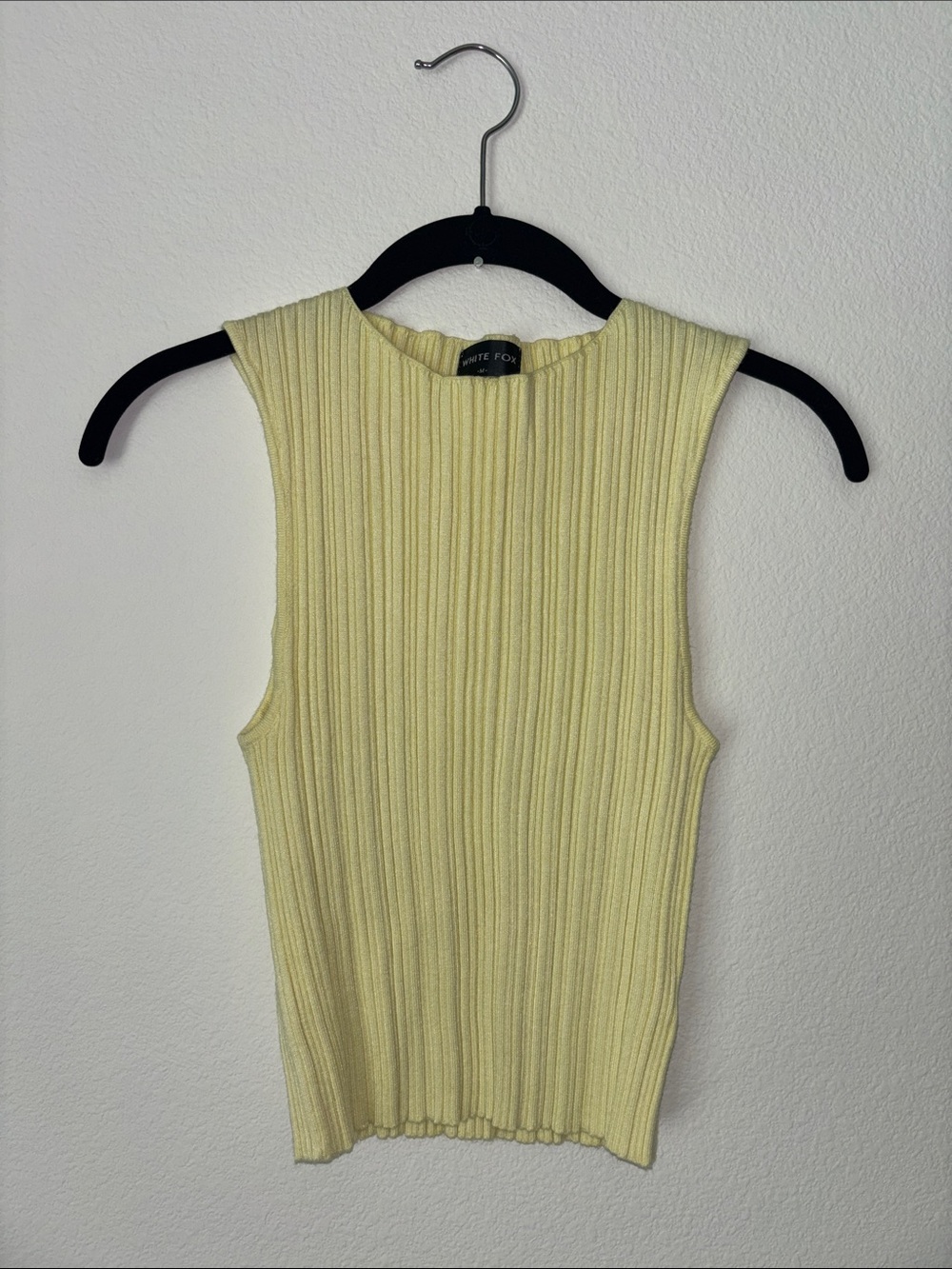 White Fox Ribbed Sleeveless Top in Pastel Yellow